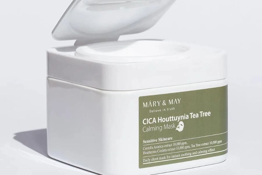 MaryMay Cica Houttuynia Tea Tree Calming Masks lakstines veido kaukes 1